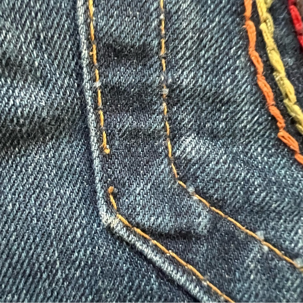 Vintage True Religion Rainbow Rope Stitch Button Fly Made in USA Jeans SZ 34 - Picture 15 of 17